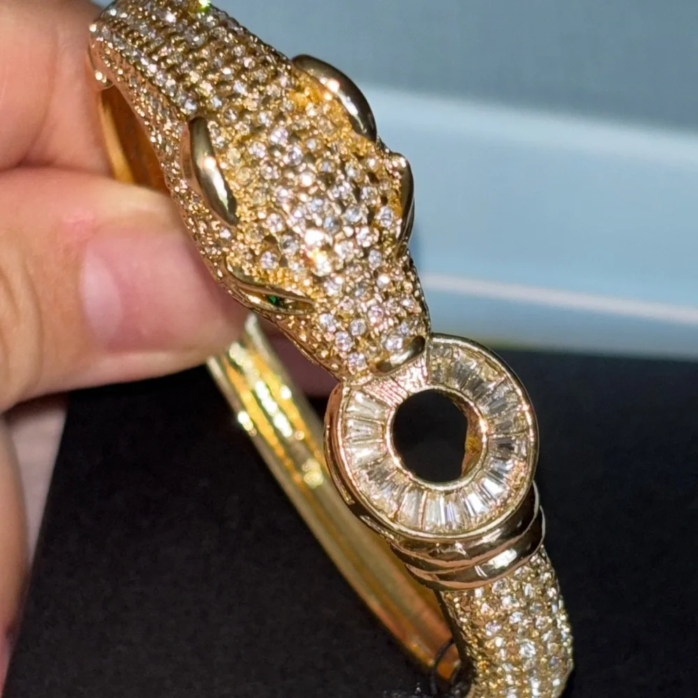 Natasha Couture Panther Gold Statement Bracelet - Picture 5 of 9